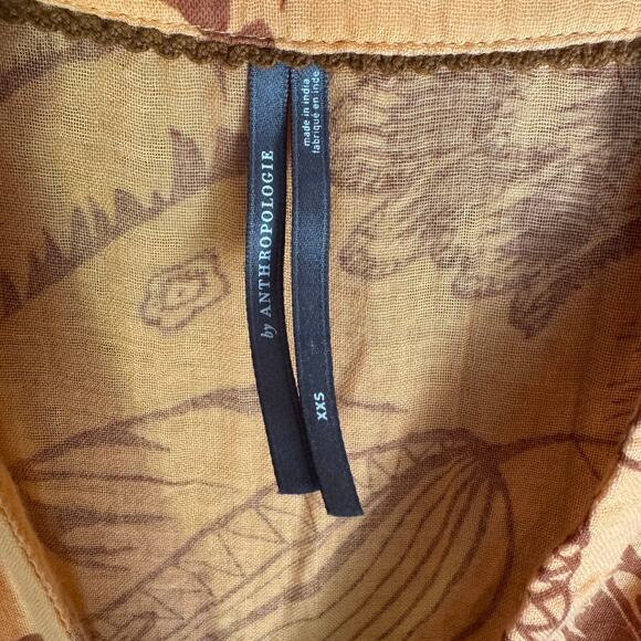 Anthropologie Kallie Flowy Maxi Dress Orange Floral Cotton Gauze XXS Fall Boho - Picture 9 of 9